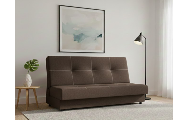 Wersalka Aga brązowa na sprężynach z funkcją spania i pojemnikiem